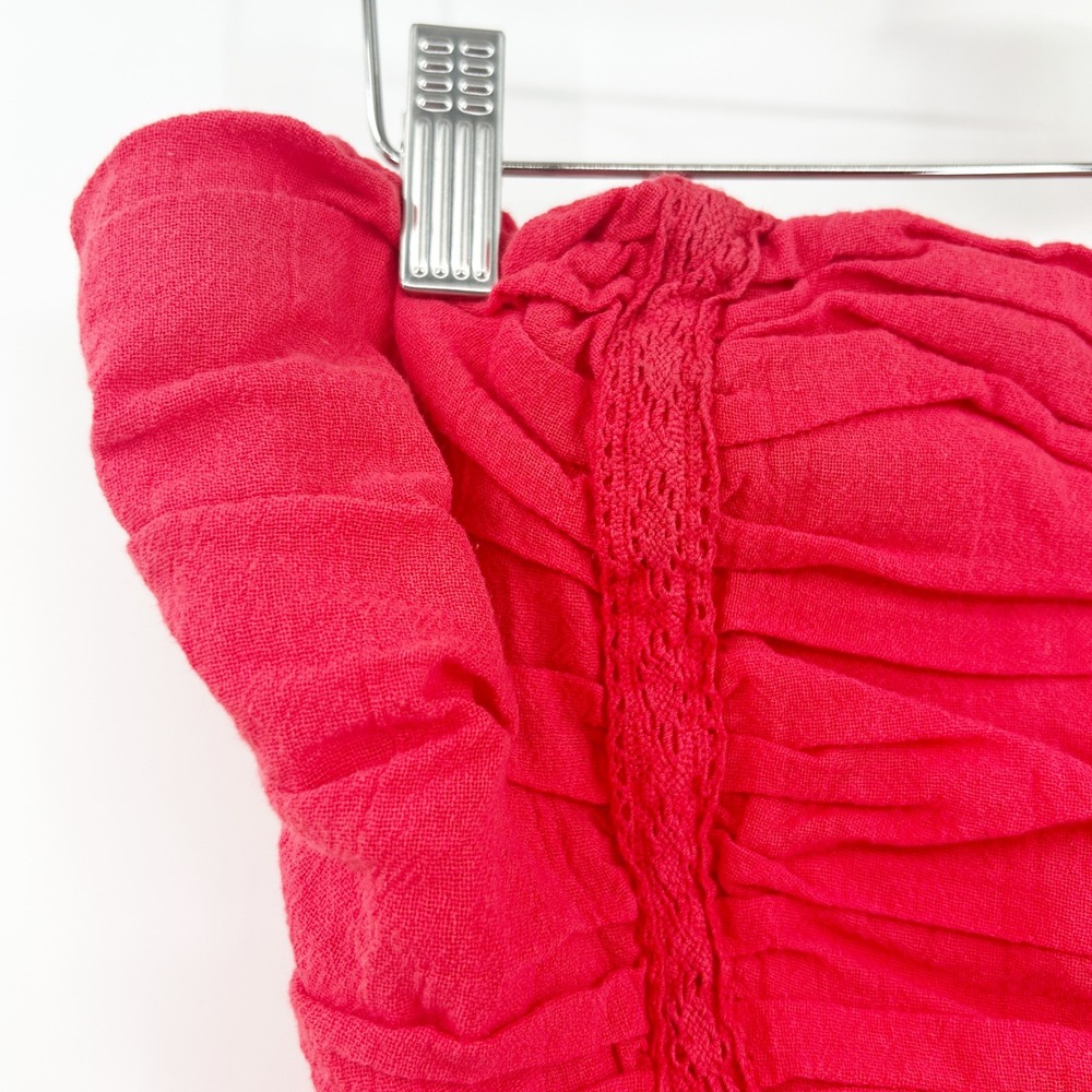 Free People Womens Fun In The Sun Cotton Smocked‎ Tube Top Ruffle Peplum Size L - Picture 3 of 7